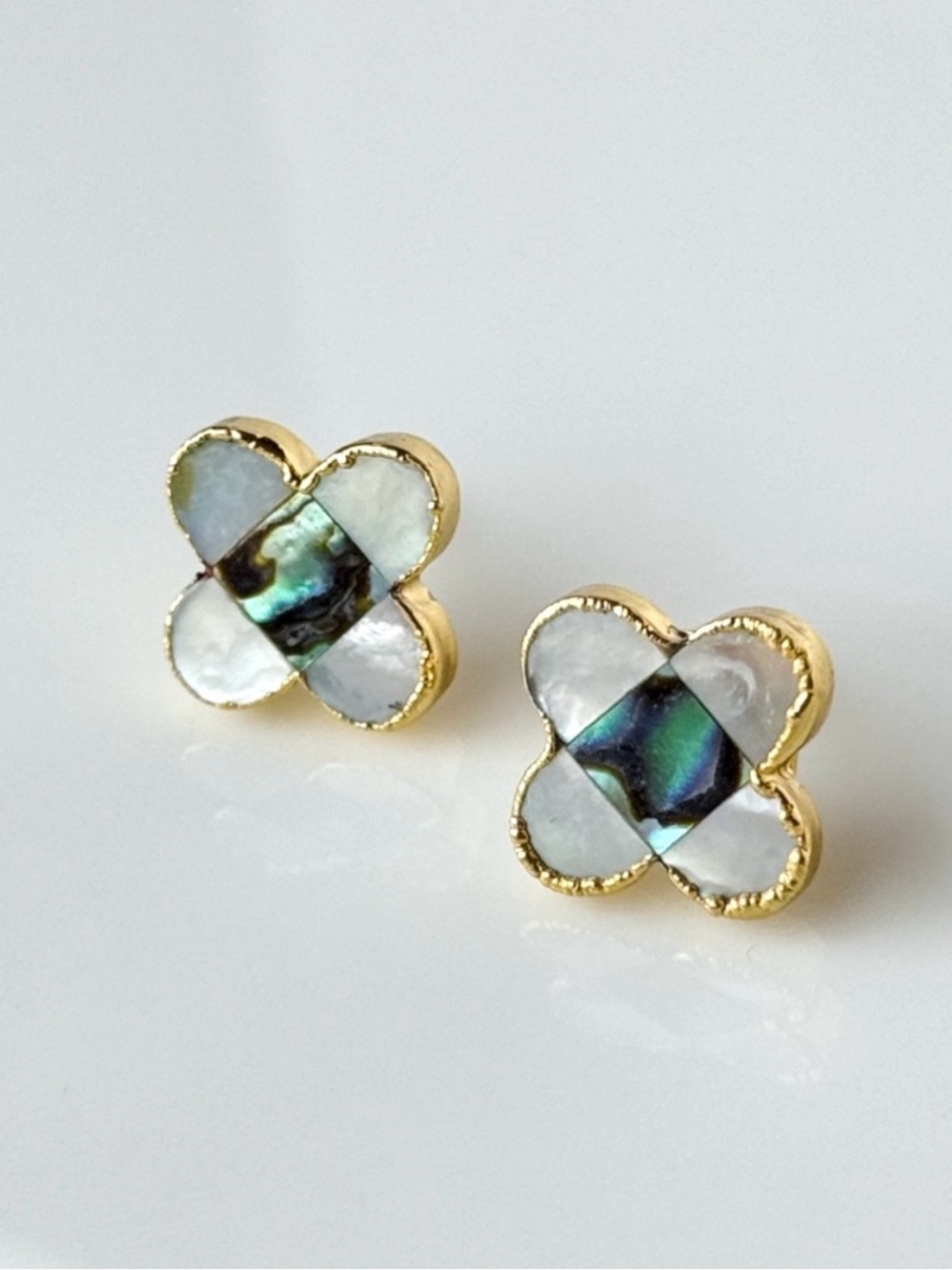 Abalone Shell Gold Earrings